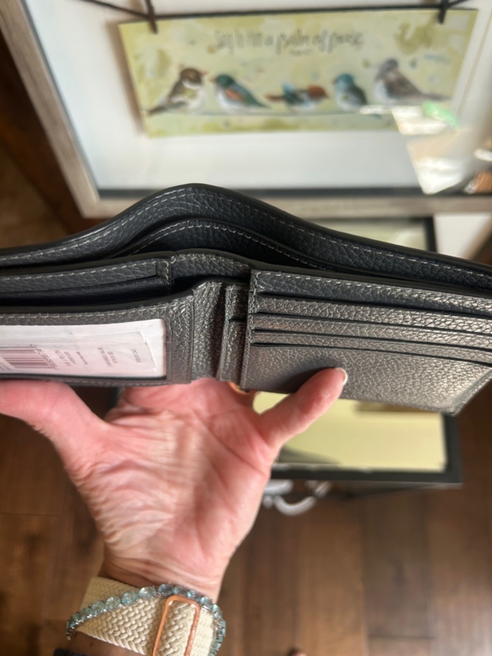 Coach Men's Dark Gray Pebbled Leather Money Clip Wallet - Picture 8 of 14